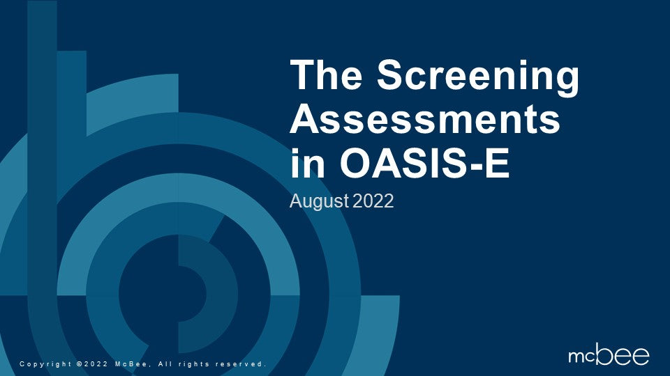 OASIS-E Screening: Cognition, Delirium & Depression